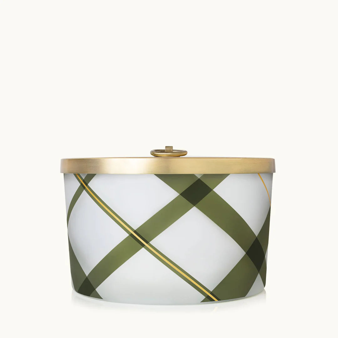 Frasier Fir Frosted Plaid Large 3-Wick Poured Candle, Plaid