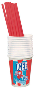 Icee Paper Cups & Red Straws, 20 Each