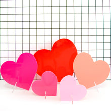Load image into Gallery viewer, Pink Set of acrylic hearts - customizable with stickers