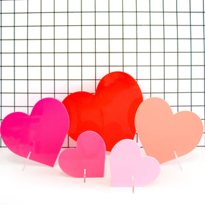 Pink Set of acrylic hearts - customizable with stickers